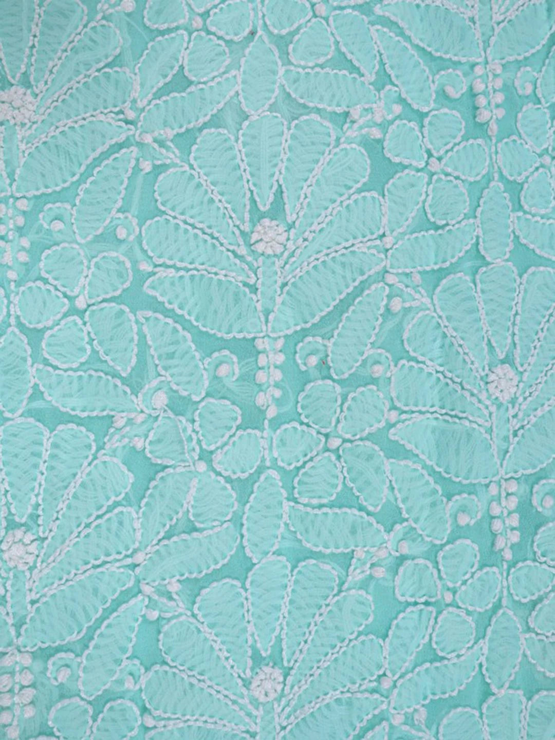 Ada Hand Embroidered Sea Green Georgette Lucknowi Chikankari Unstitched Kurta dupatta Set 01A204234