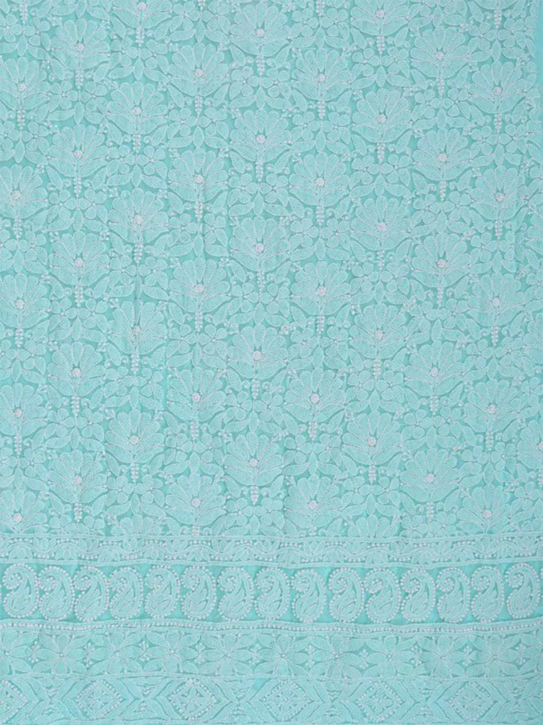 Ada Hand Embroidered Sea Green Georgette Lucknowi Chikankari Unstitched Kurta dupatta Set 01A204234