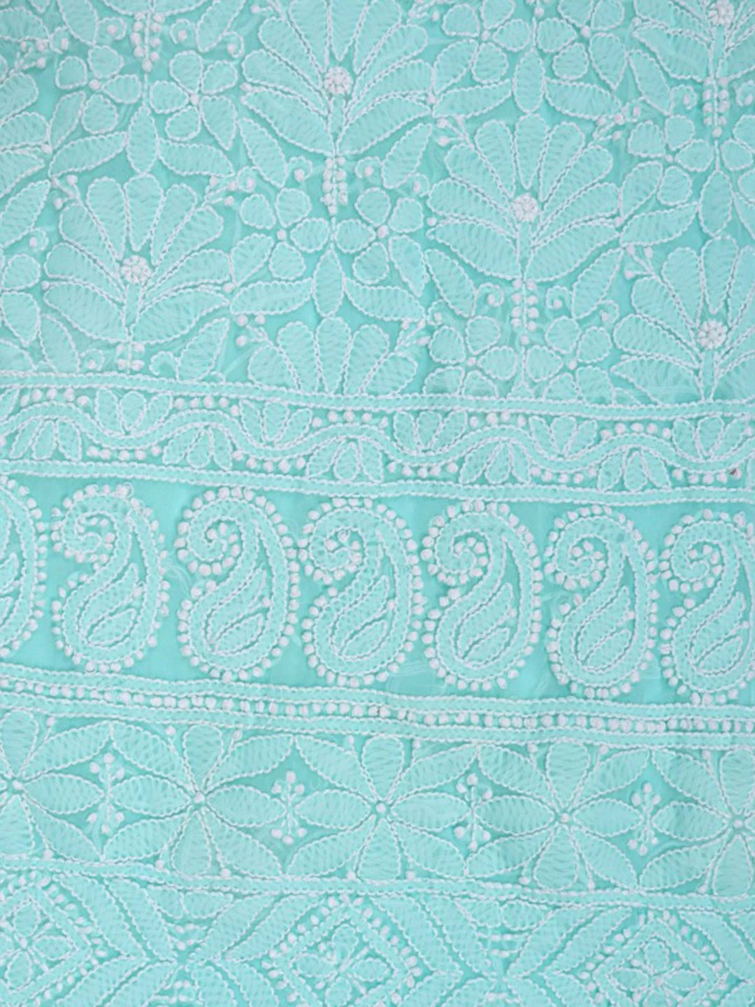 Ada Hand Embroidered Sea Green Georgette Lucknowi Chikankari Unstitched Kurta dupatta Set 01A204234