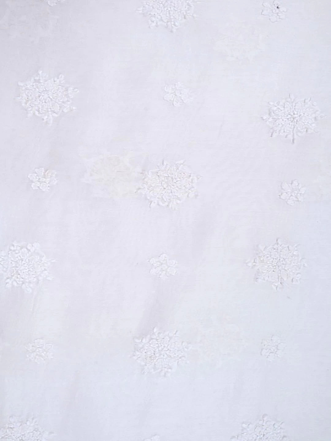 Ada Hand Embroidered White Chanderi Lucknowi Chikankari Unstitched Kurta Dupatta Set A594193