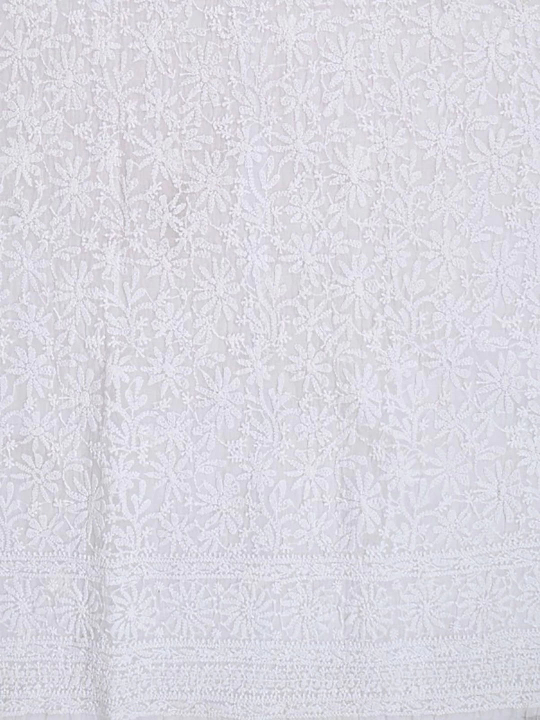 Ada Hand Embroidered White Kota Lucknowi Chikankari Unstitched Kurta Dupatta Set 01A184382