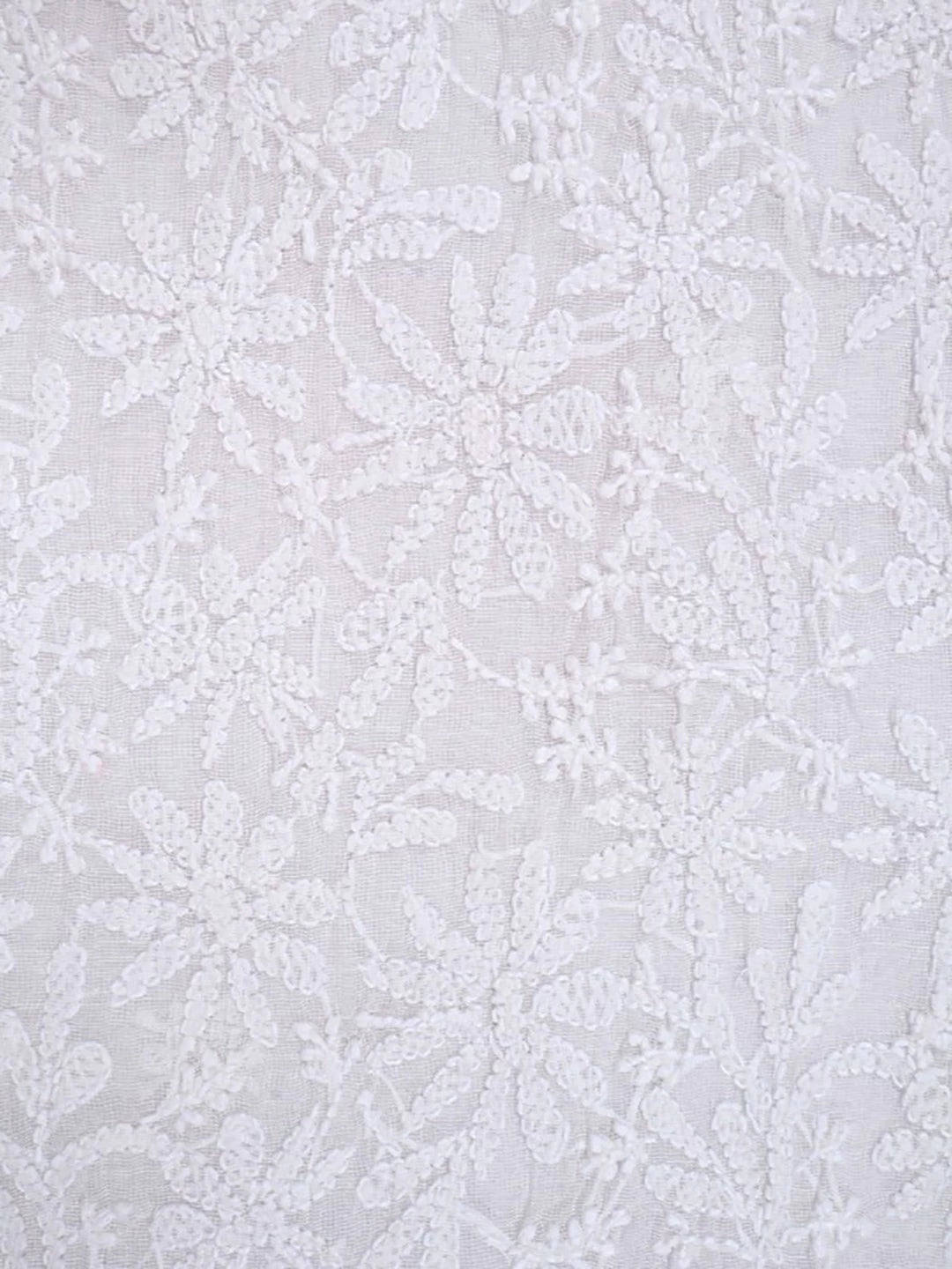 Ada Hand Embroidered White Kota Lucknowi Chikankari Unstitched Kurta Dupatta Set 01A184382
