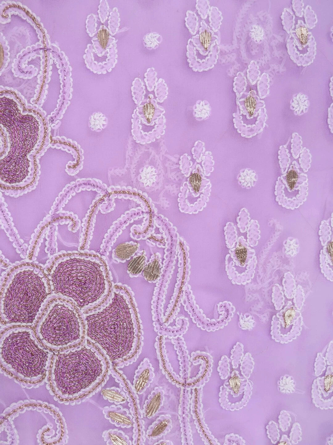 Ada Hand Embroidered Mauve Georgette Lucknowi Chikankari Unstitched Kurta Dupatta Set With Gota Patti Work 01A184259