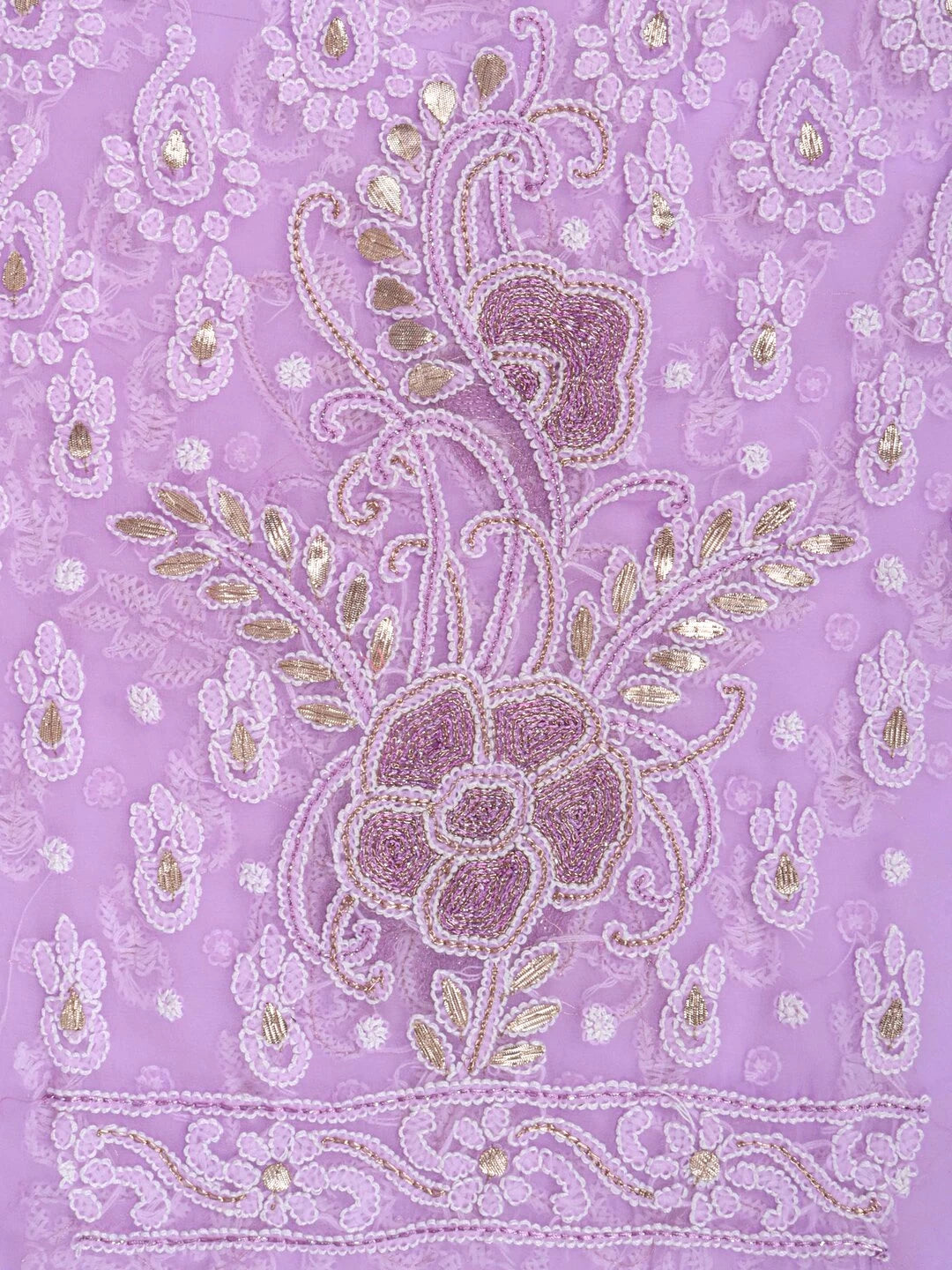 Ada Hand Embroidered Mauve Georgette Lucknowi Chikankari Unstitched Kurta Dupatta Set With Gota Patti Work 01A184259