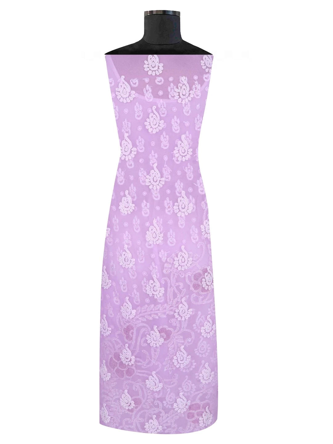 Ada Hand Embroidered Mauve Georgette Lucknowi Chikankari Unstitched Kurta Dupatta Set With Gota Patti Work 01A184259