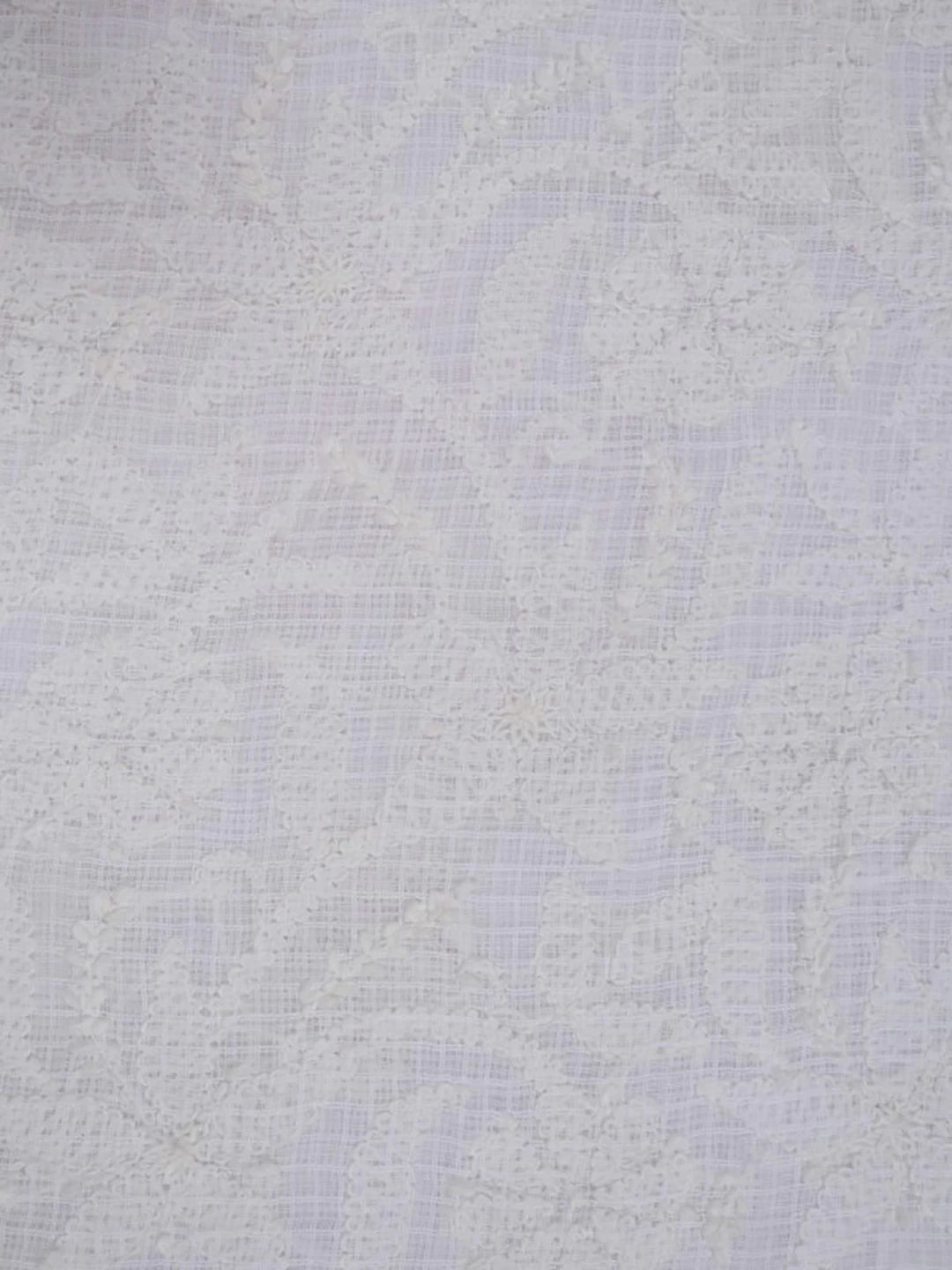 Ada Hand Embroidered White Kota Lucknowi Chikankari Unstitched Kurta Dupatta Set 01A213297