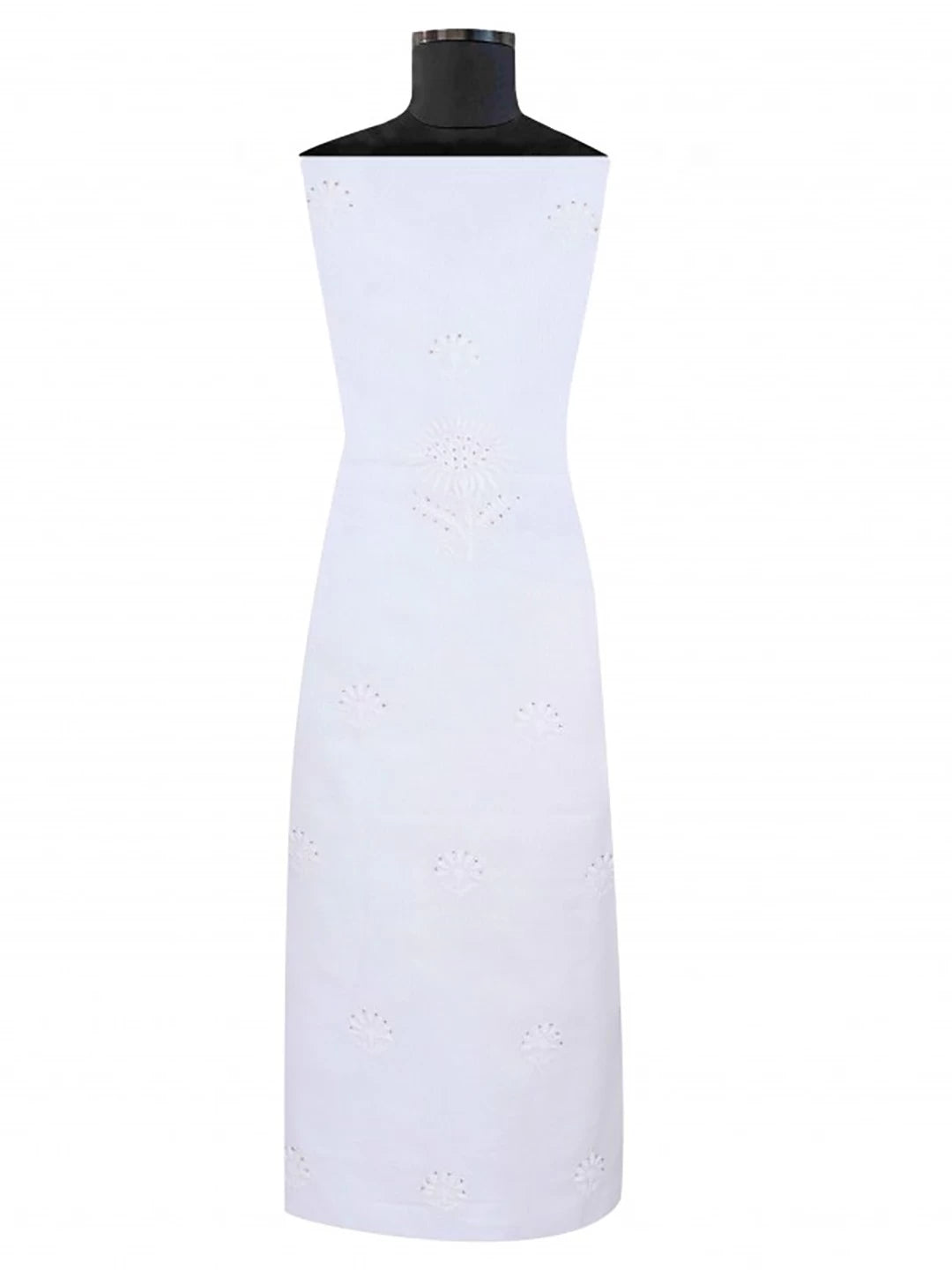 Ada Hand Embroidered White Kota Lucknowi Chikankari Unstitched Kurta Dupatta Set With Muqaish Work 01A185625