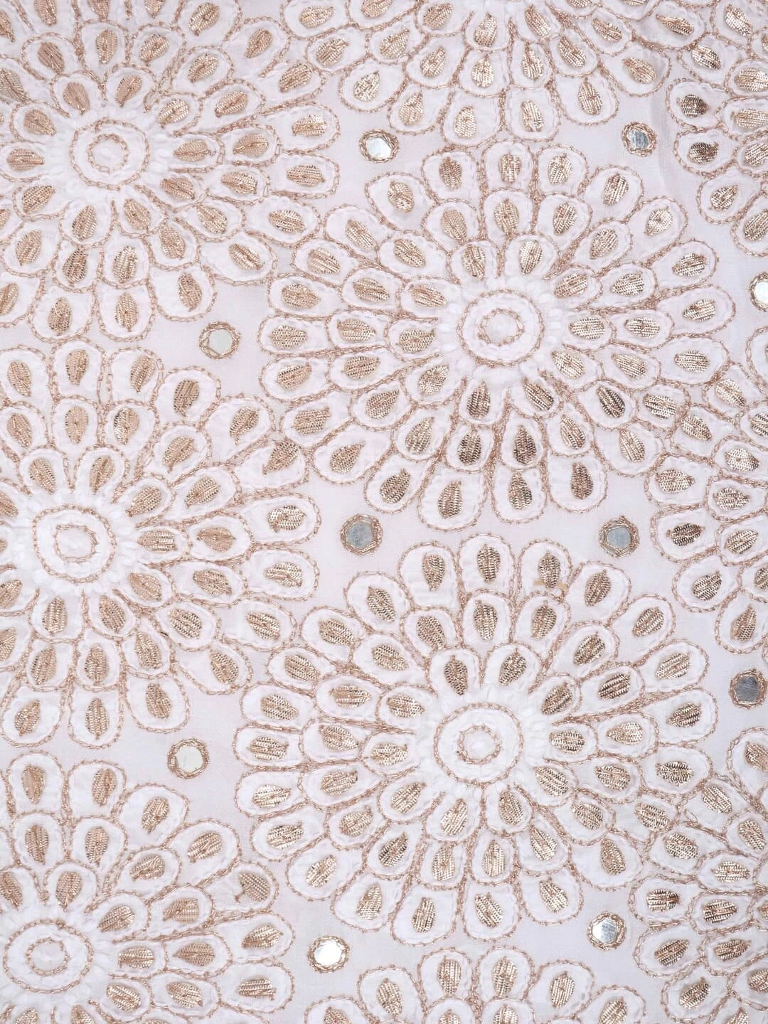 Ada Hand Embroidered White Georgette Lucknowi Chikankari Unstitched Kurta Dupatta Set With Gota patti Work 01A200066