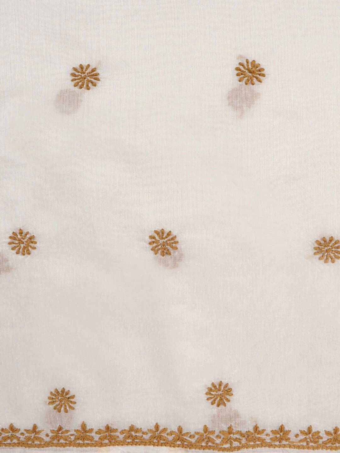 Ada Hand Embroidered Cream Chanderi Lucknowi Chikankari Unstitched Kurta Dupatta Set 01A237335
