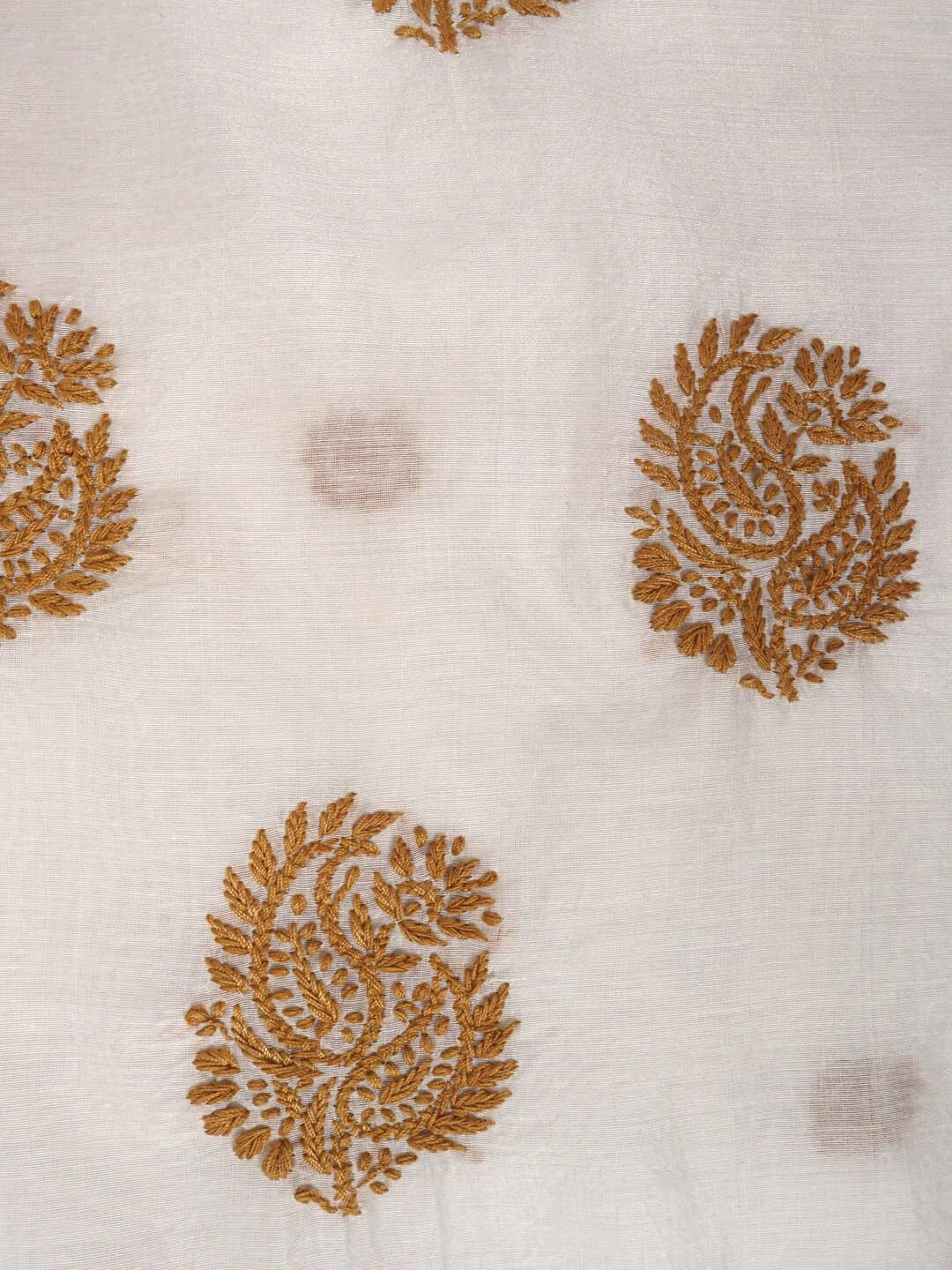 Ada Hand Embroidered Cream Chanderi Lucknowi Chikankari Unstitched Kurta Dupatta Set 01A237335