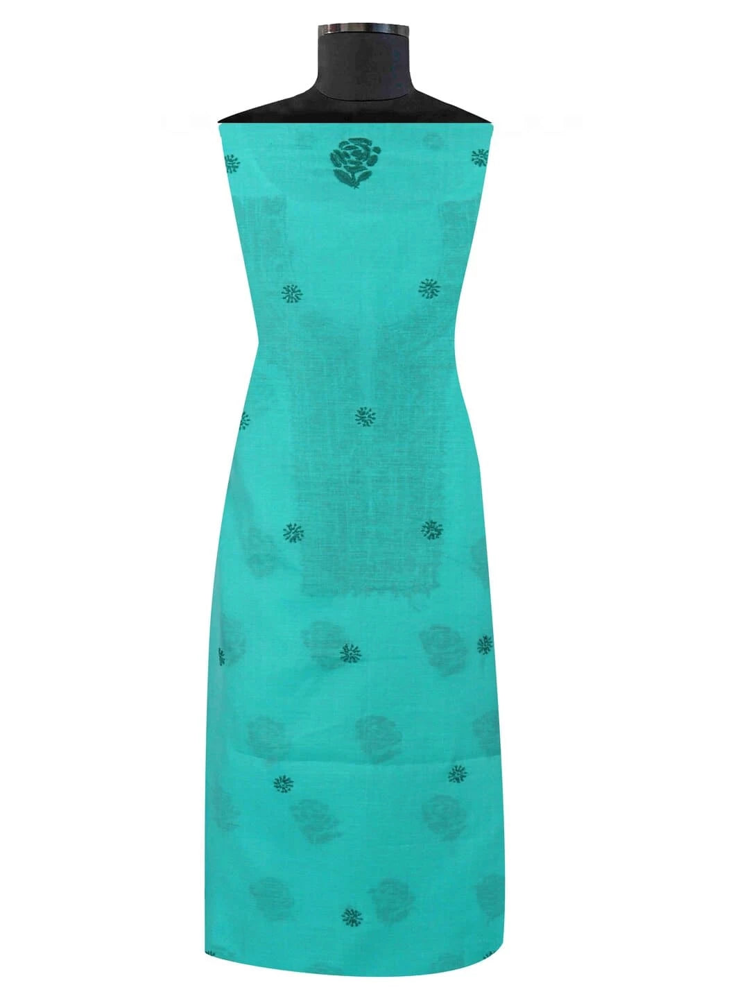 Ada Hand Embroidered Green Chanderi Lucknowi Chikankari unstitched Kurta Dupatta Set 01A237331