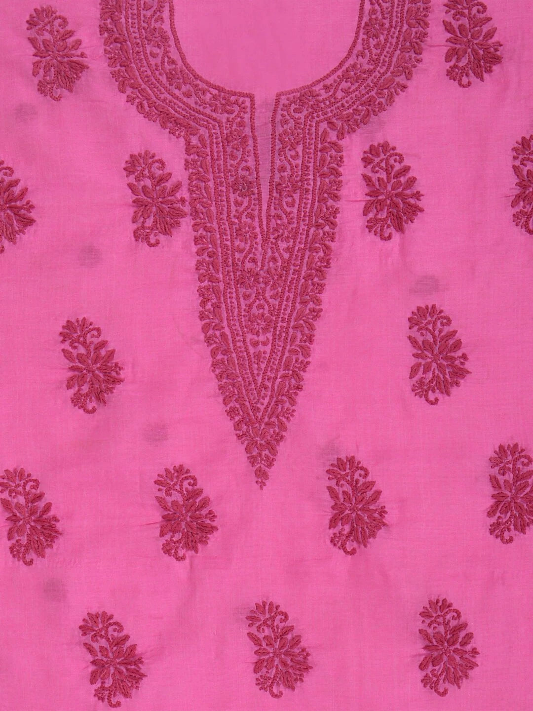Ada Hand Embroidered Onion Pink Chanderi Lucknowi Chikankari Unstitched Kurta Dupatta Set 01A237340