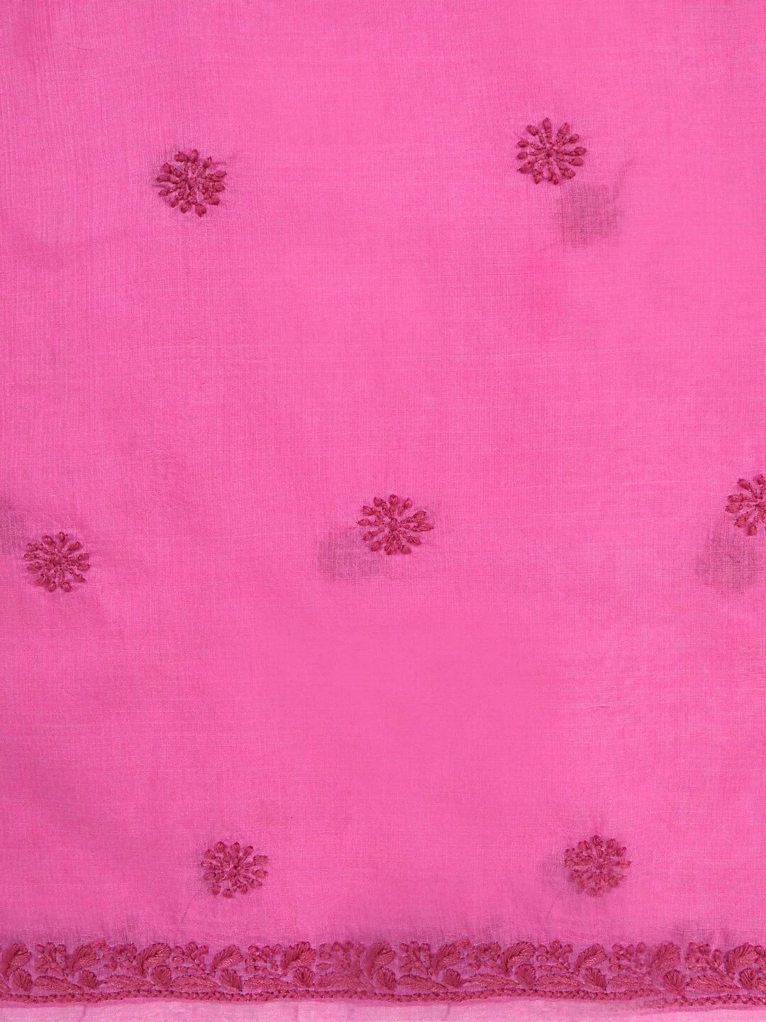 Ada Hand Embroidered Onion Pink Chanderi Lucknowi Chikankari Unstitched Kurta Dupatta Set 01A237340