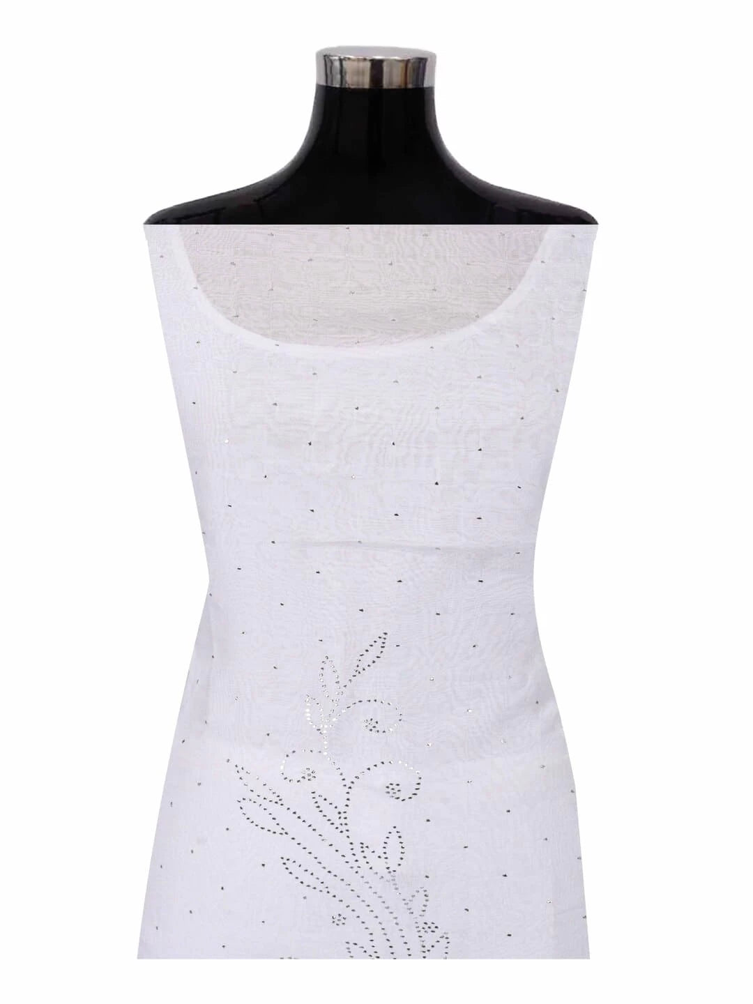 Ada Hand Embroidered White Organza Lucknowi Chikankari Unstitched Kurta Dupatta Set With Net & Muqaish Work 01A167310