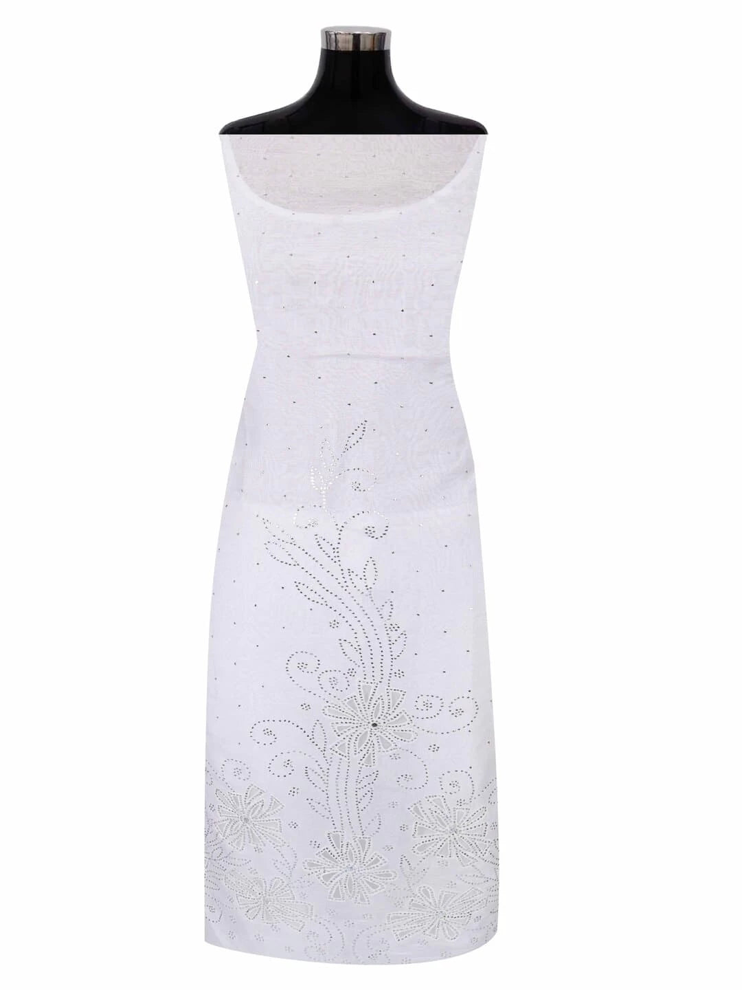 Ada Hand Embroidered White Organza Lucknowi Chikankari Unstitched Kurta Dupatta Set With Net & Muqaish Work 01A167310