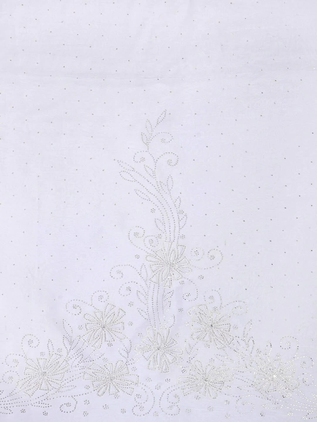 Ada Hand Embroidered White Organza Lucknowi Chikankari Unstitched Kurta Dupatta Set With Net & Muqaish Work 01A167310