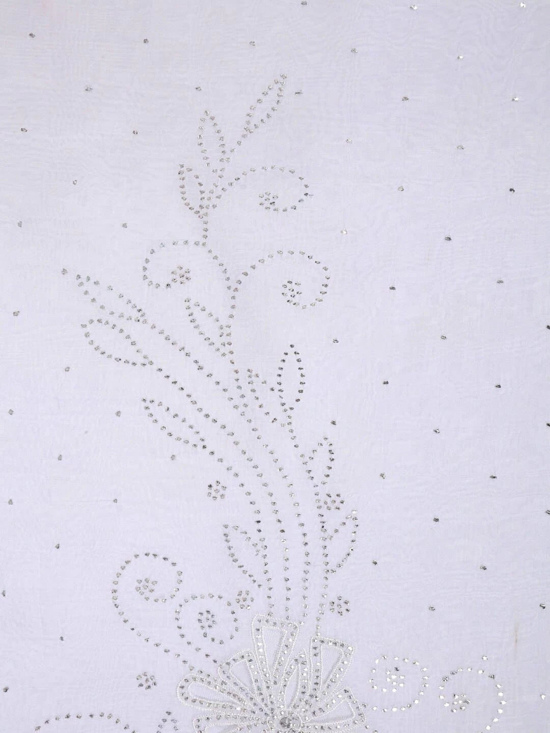 Ada Hand Embroidered White Organza Lucknowi Chikankari Unstitched Kurta Dupatta Set With Net & Muqaish Work 01A167310