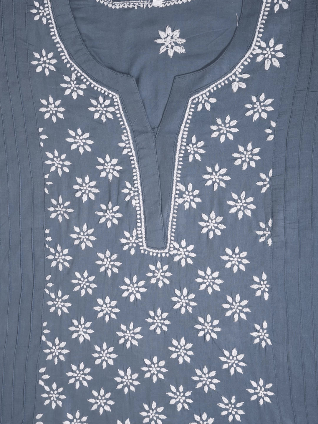 Ada Hand Embroidered Grey Cotton Lucknowi Chikankari Straight Kurti A911296