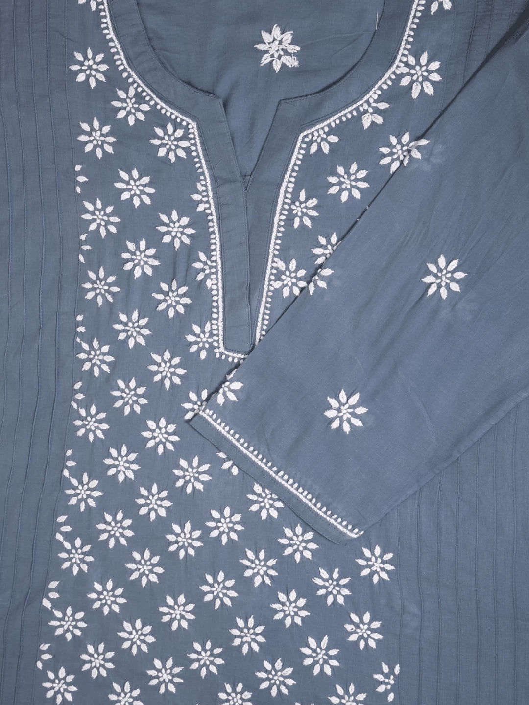 Ada Hand Embroidered Grey Cotton Lucknowi Chikankari Straight Kurti A911296