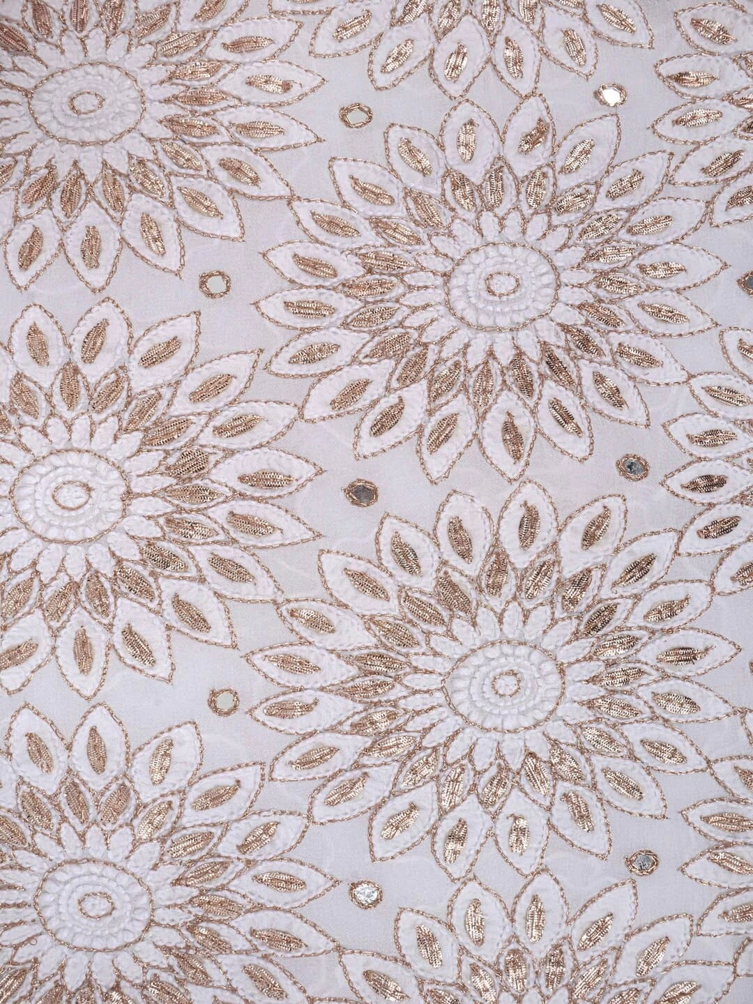 Ada Hand Embroidered White Viscose Georgette Lucknowi Chikankari Unstitched Kurta Dupatta Set With Gota Patti Work 01A200076