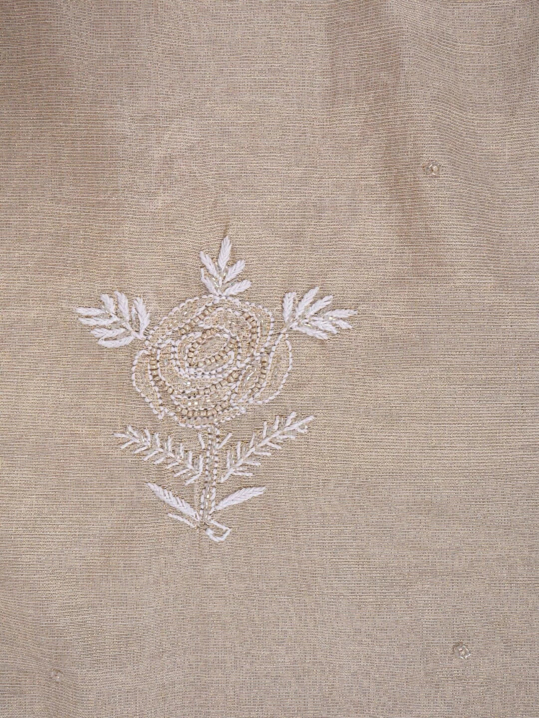 Ada Hand Embroidered Natural Fawn Tissue Lucknowi Chikankari Unstitched Kurta Dupatta Set With Cutdana Work 01A215997