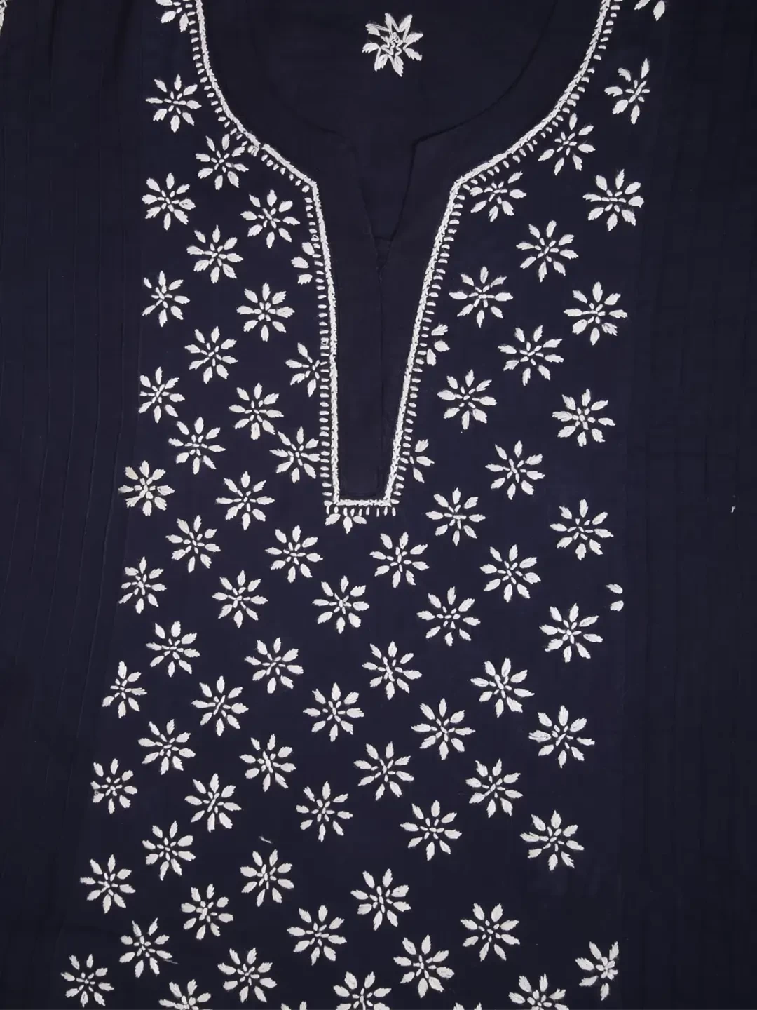 Ada Hand Embroidered Navy Blue Cotton Lucknowi Chikankari Straight Kurti A911294