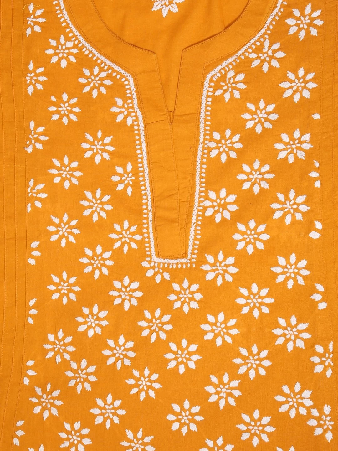 Ada Hand Embroidered Mustard Cotton Lucknowi Chikankari Straight Kurti A911298