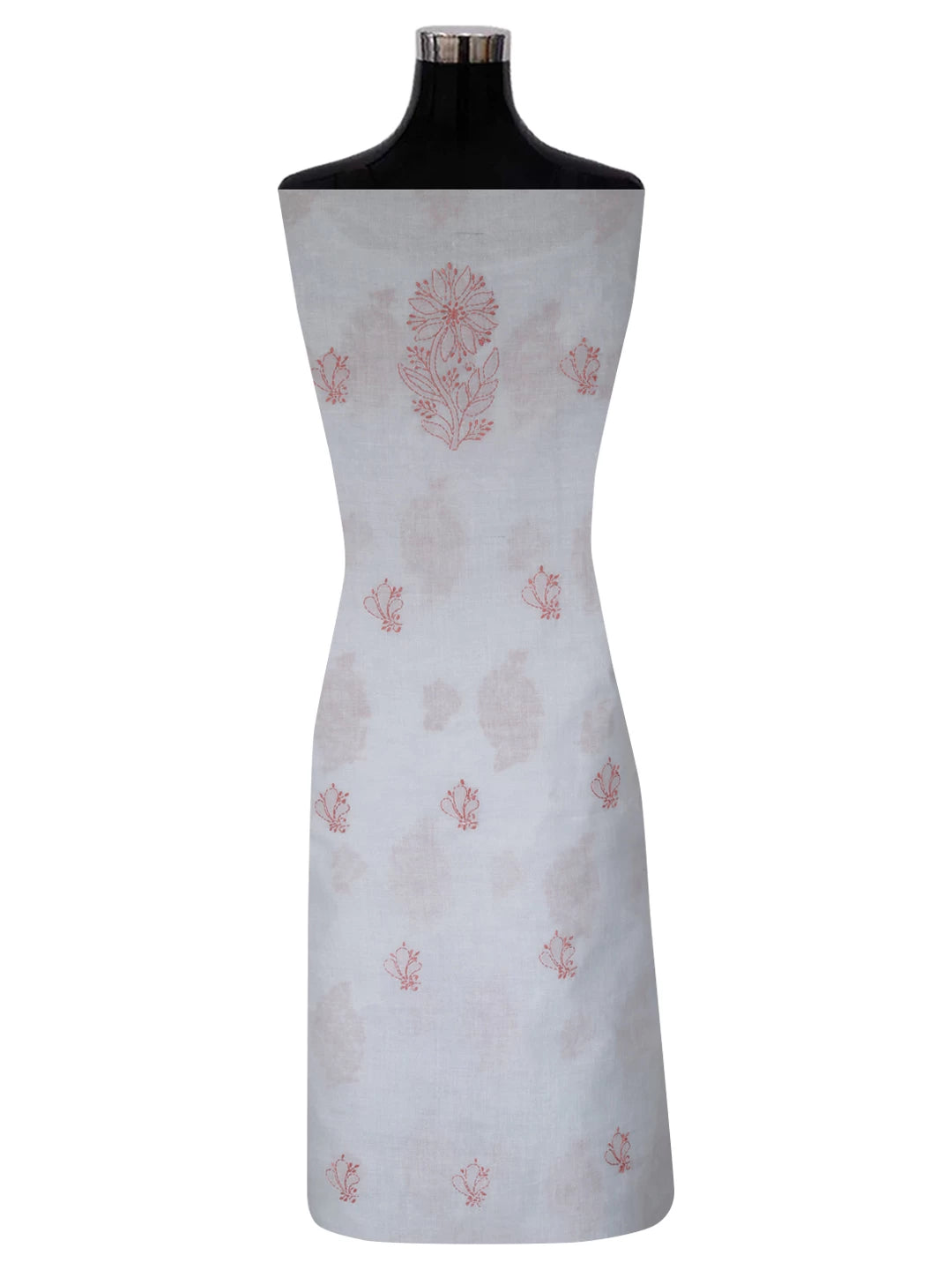 Ada Hand Embroidered Grey Cotton Lucknowi Chikankari Unstitched Suit Piece 01A360739