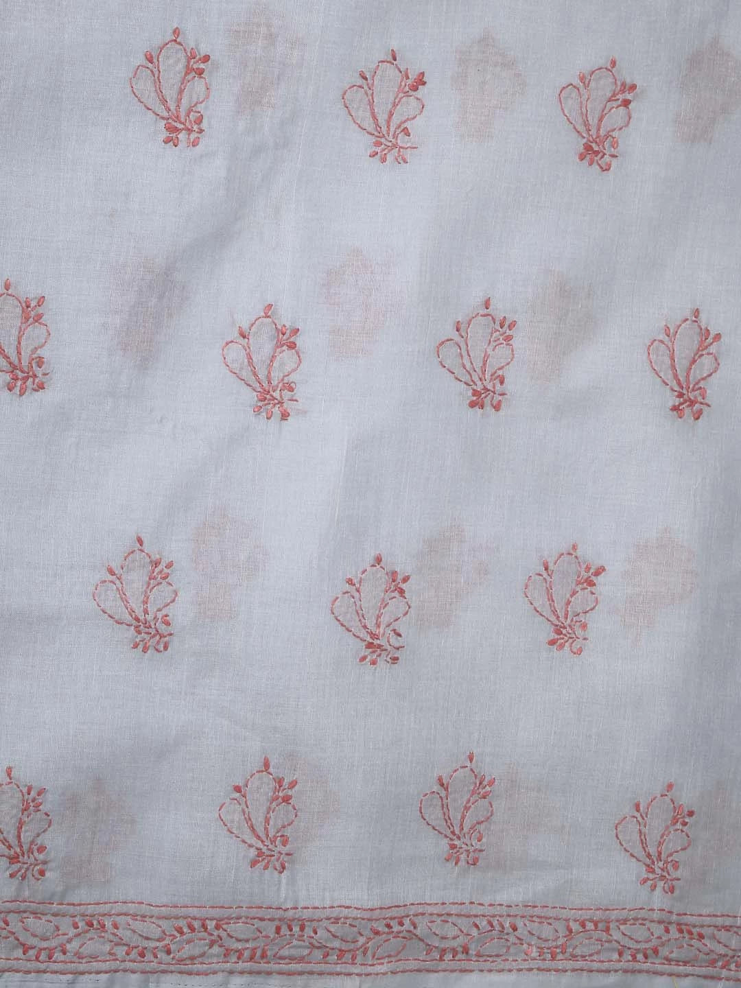 Ada Hand Embroidered Grey Cotton Lucknowi Chikankari Unstitched Suit Piece 01A360739