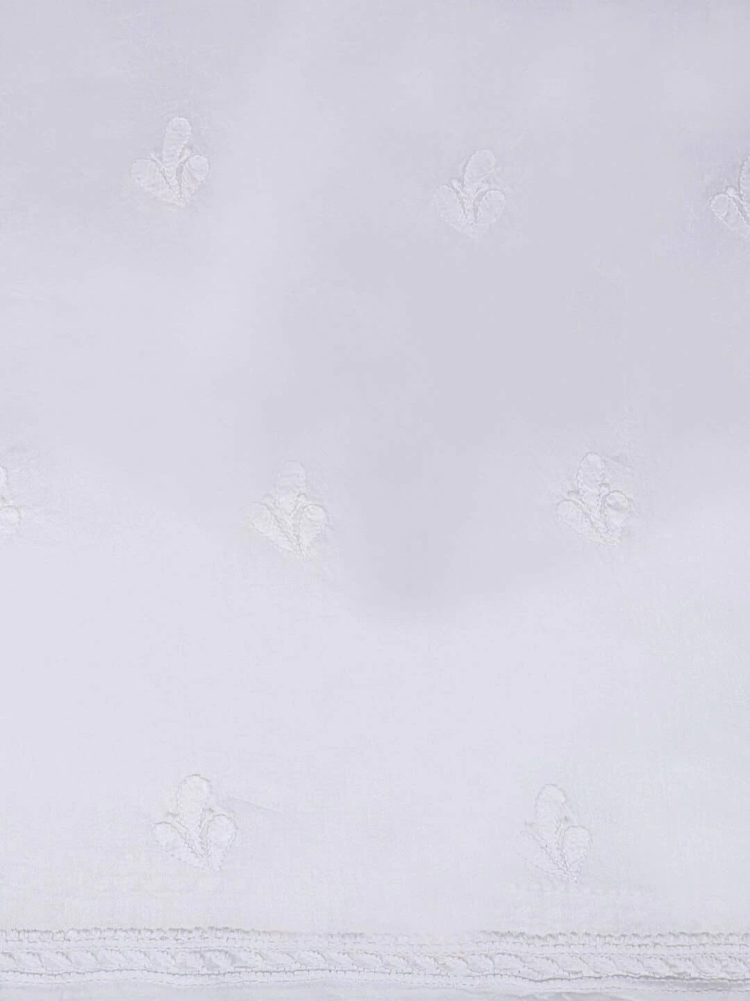 Ada Hand Embroidered White Chanderi Lucknowi Chikankari Unstitched Kurta Dupatta Set 01A219668