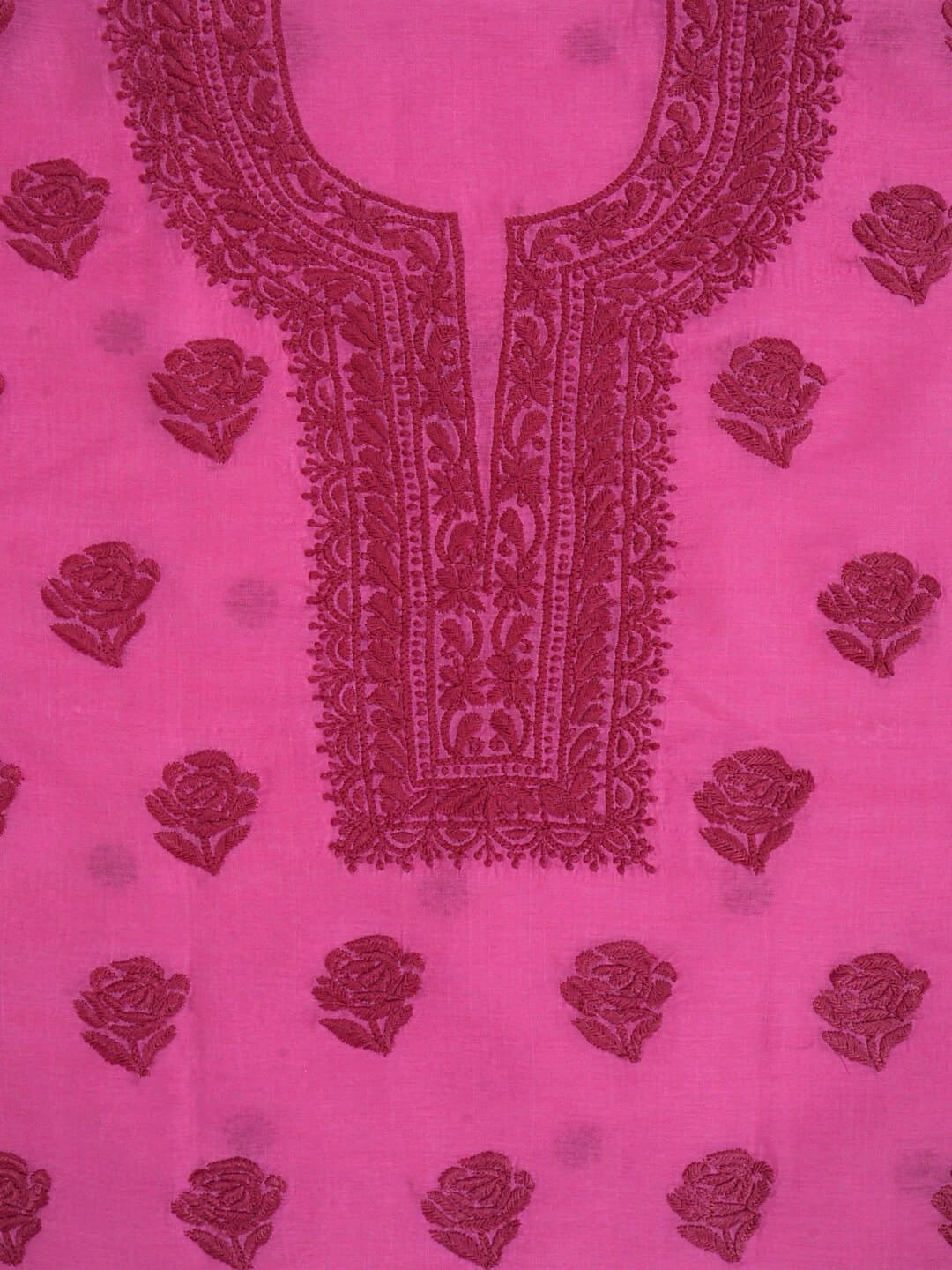 Ada Hand Embroidered Taffy Pink Chanderi Lucknowi Chikankari Unstitched Kurta Dupatta Set 01A253865