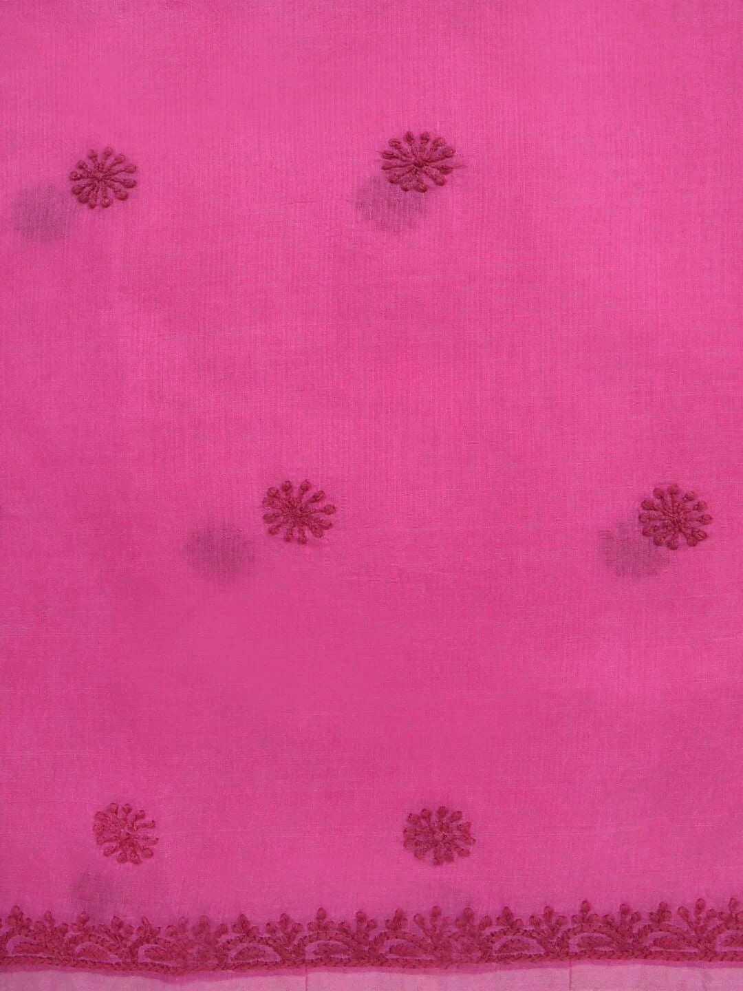 Ada Hand Embroidered Taffy Pink Chanderi Lucknowi Chikankari Unstitched Kurta Dupatta Set 01A253865