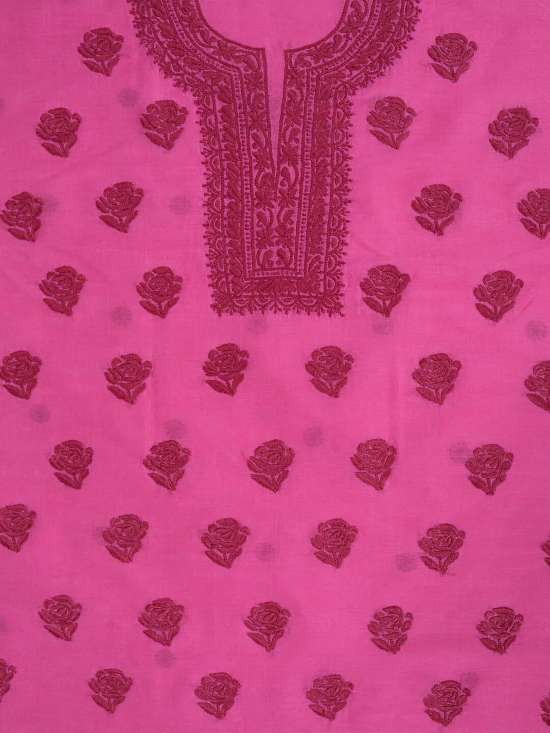 Ada Hand Embroidered Taffy Pink Chanderi Lucknowi Chikankari Unstitched Kurta Dupatta Set 01A253865
