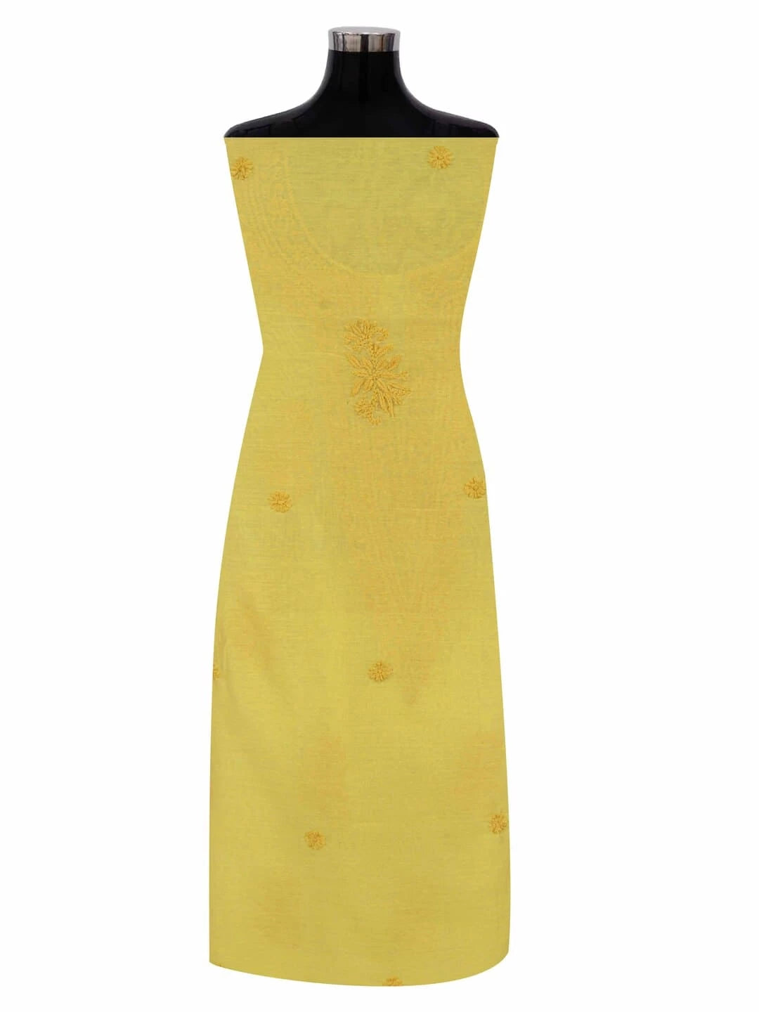 Ada Hand Embroidered Yellow Chanderi Lucknowi Chikankari Unstitched Kurta Dupatta Set 01A253830