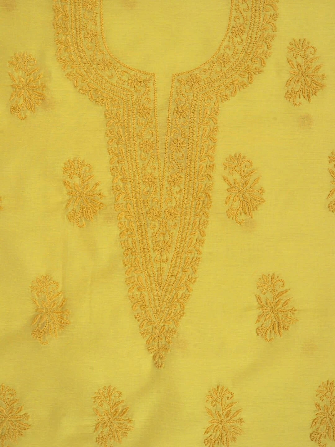 Ada Hand Embroidered Yellow Chanderi Lucknowi Chikankari Unstitched Kurta Dupatta Set 01A253830
