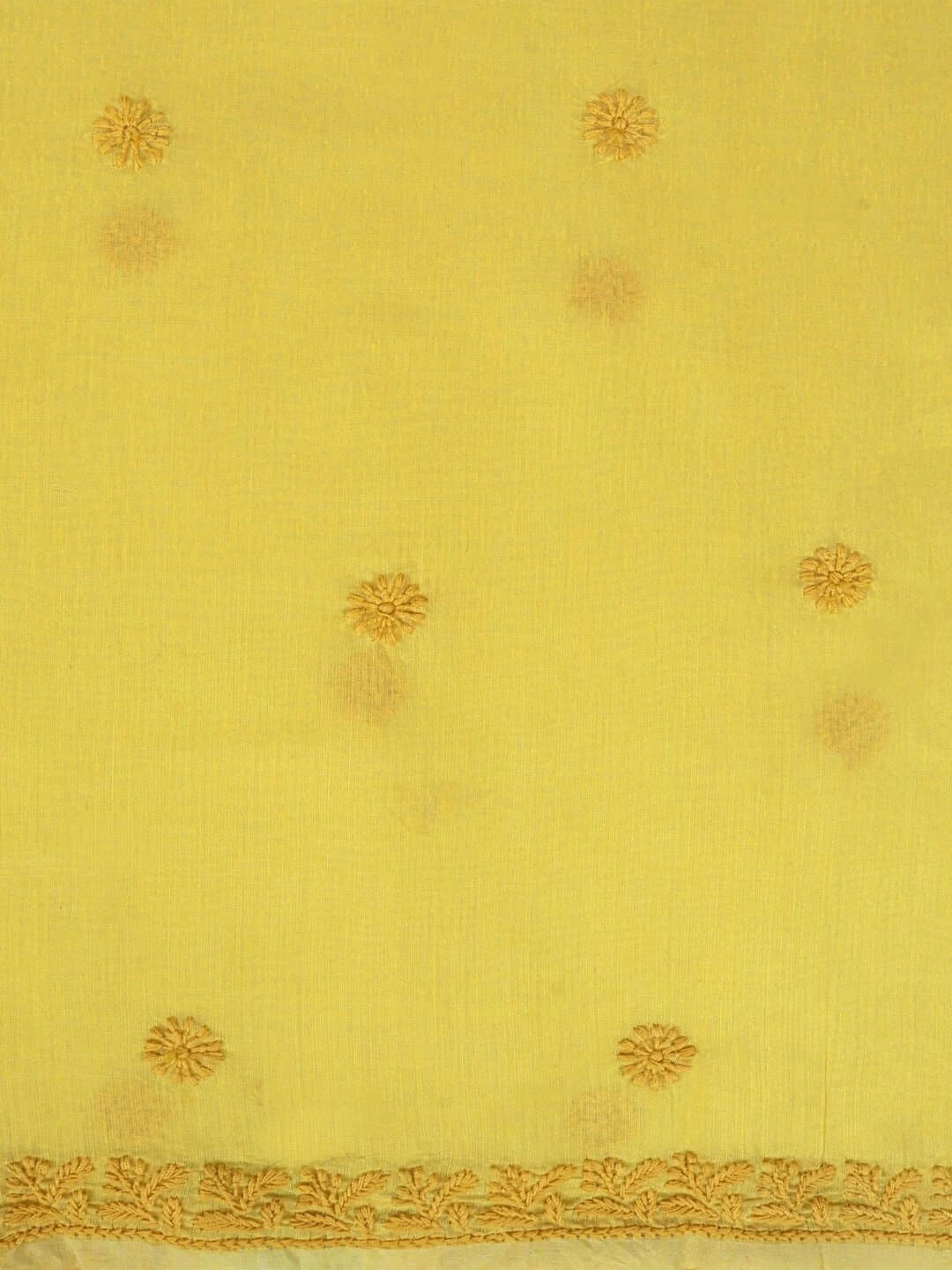 Ada Hand Embroidered Yellow Chanderi Lucknowi Chikankari Unstitched Kurta Dupatta Set 01A253830