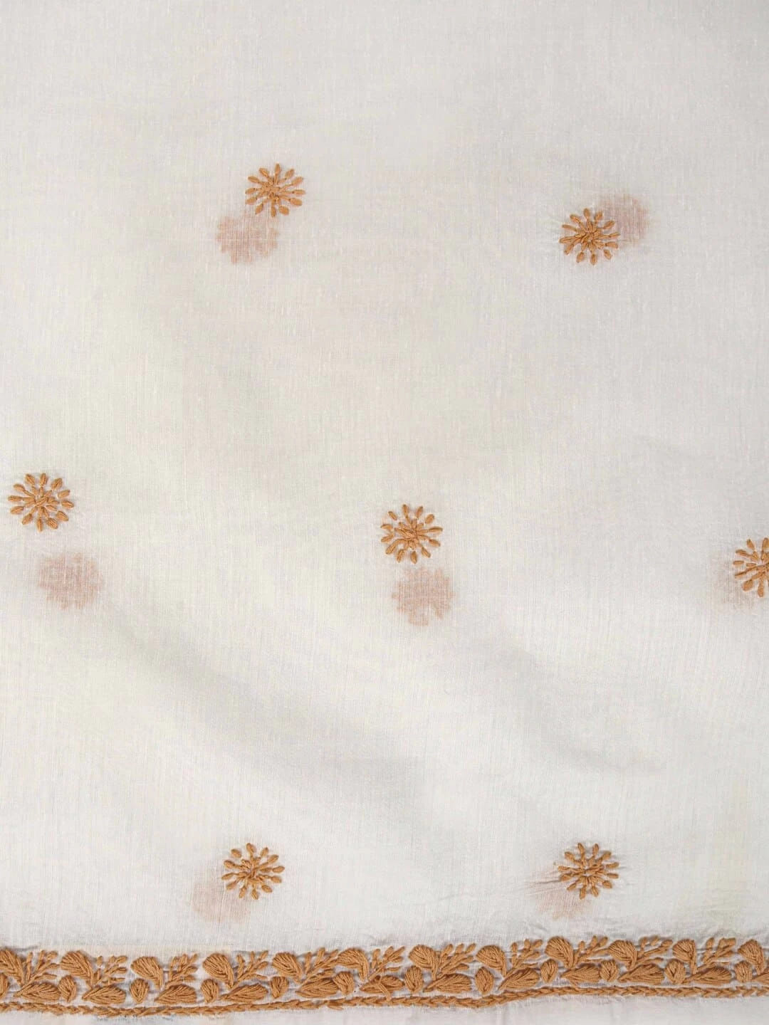 Ada Hand Embroidered Cream Chanderi Lucknowi Chikankari Unstitched Kurta Dupatta Set 01A253875