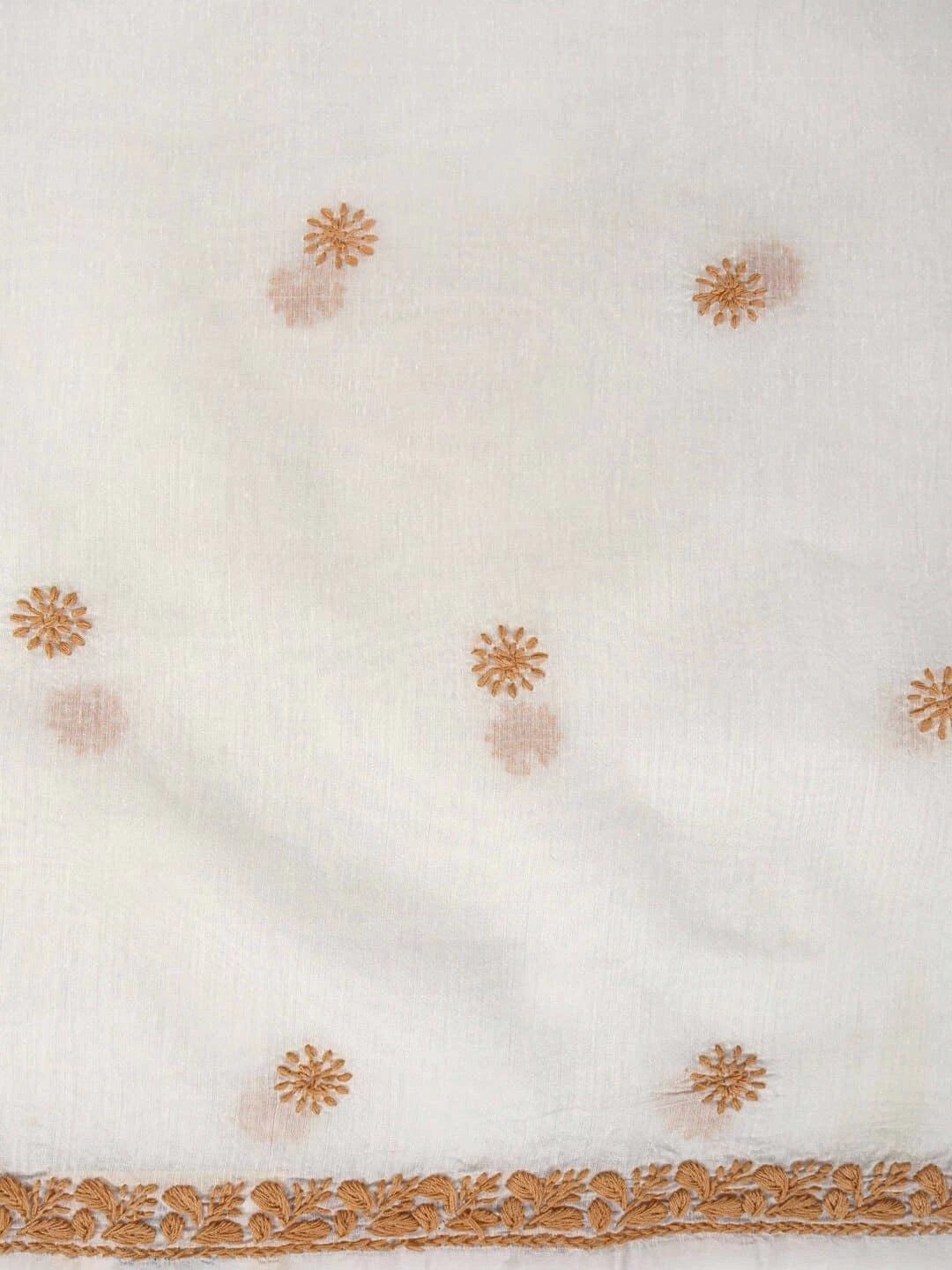 Ada Hand Embroidered Cream Chanderi Lucknowi Chikankari Unstitched Kurta Dupatta Set 01A253875
