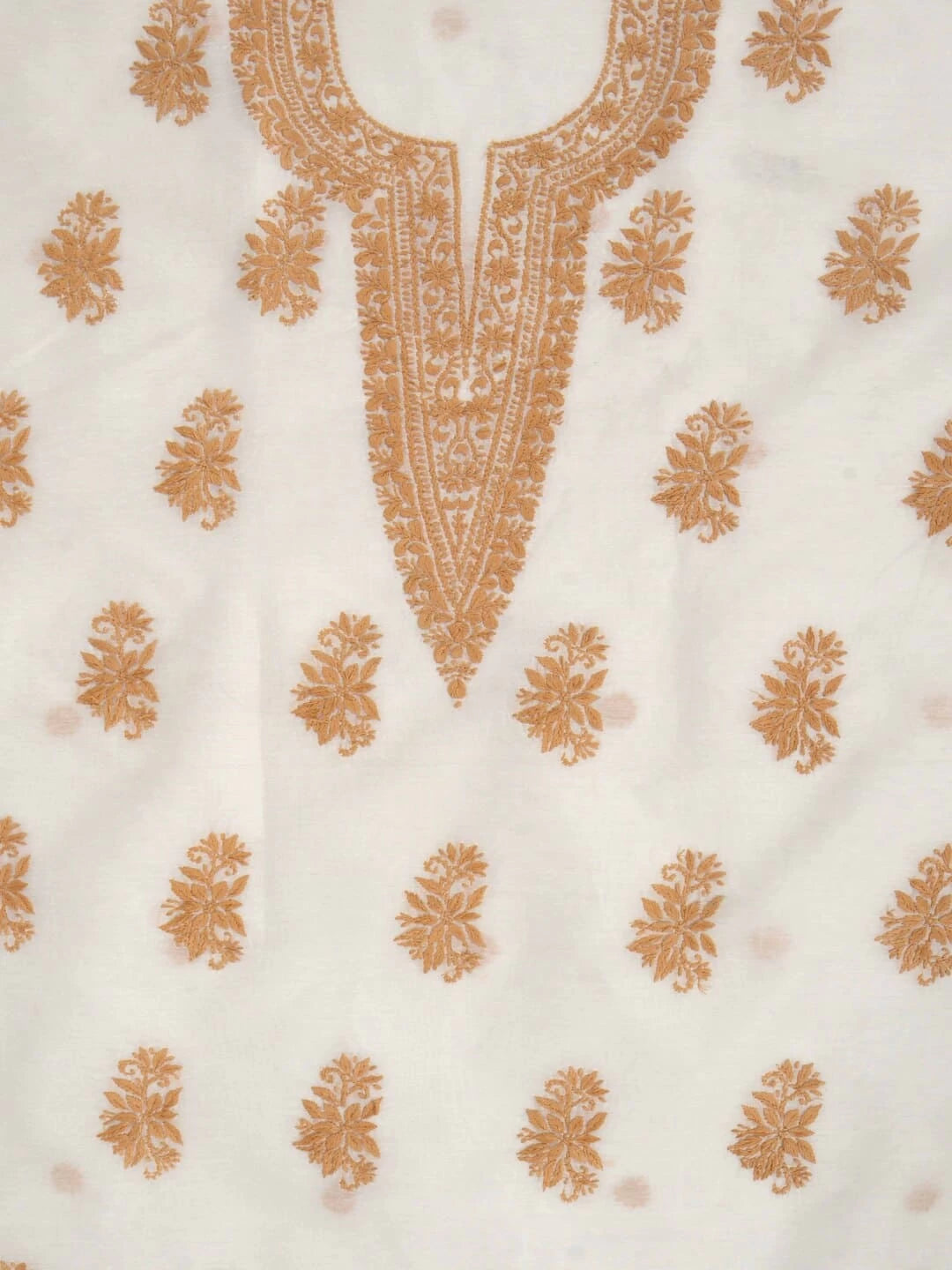 Ada Hand Embroidered Cream Chanderi Lucknowi Chikankari Unstitched Kurta Dupatta Set 01A253875