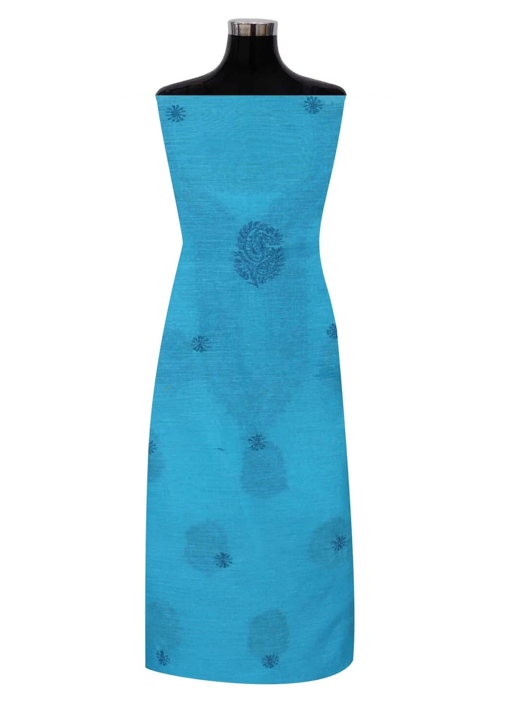 Ada Hand Embroidered Blue Chanderi Lucknowi Chikankari Unstitched Kurta Dupatta Set 01A253855