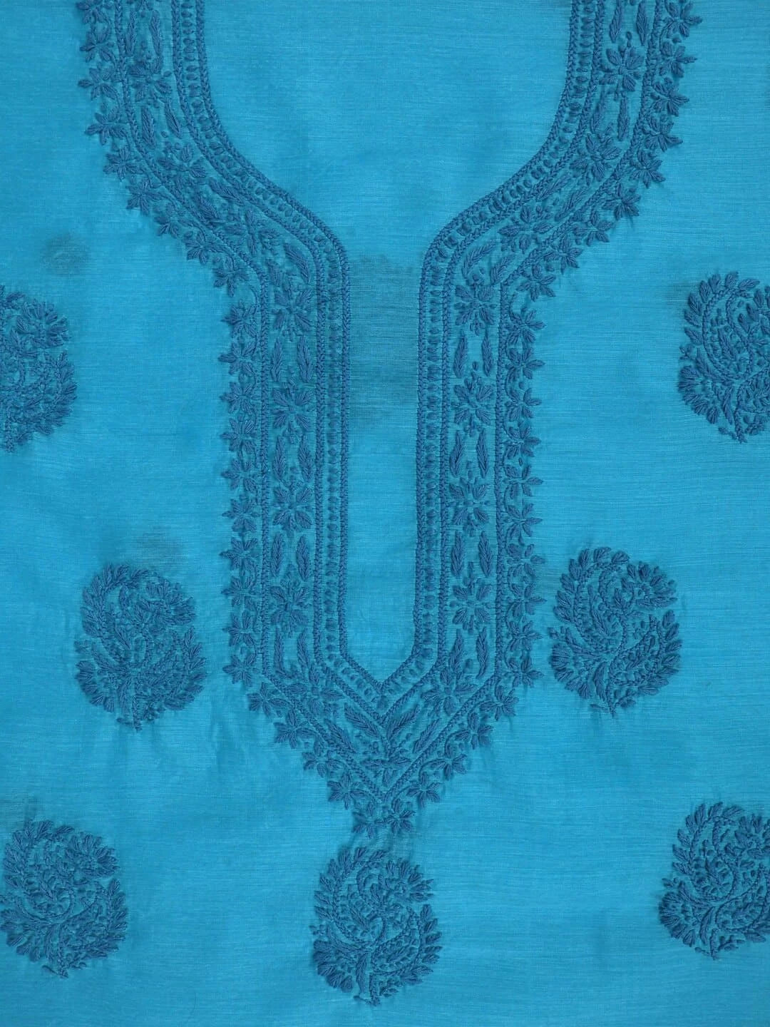 Ada Hand Embroidered Blue Chanderi Lucknowi Chikankari Unstitched Kurta Dupatta Set 01A253855