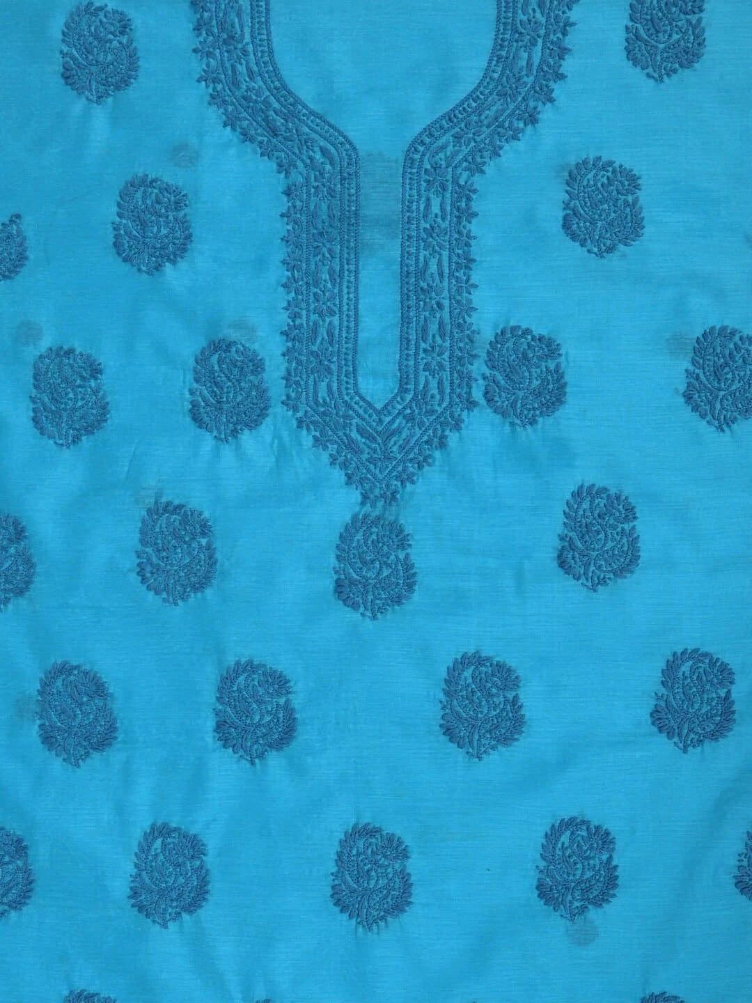 Ada Hand Embroidered Blue Chanderi Lucknowi Chikankari Unstitched Kurta Dupatta Set 01A253855