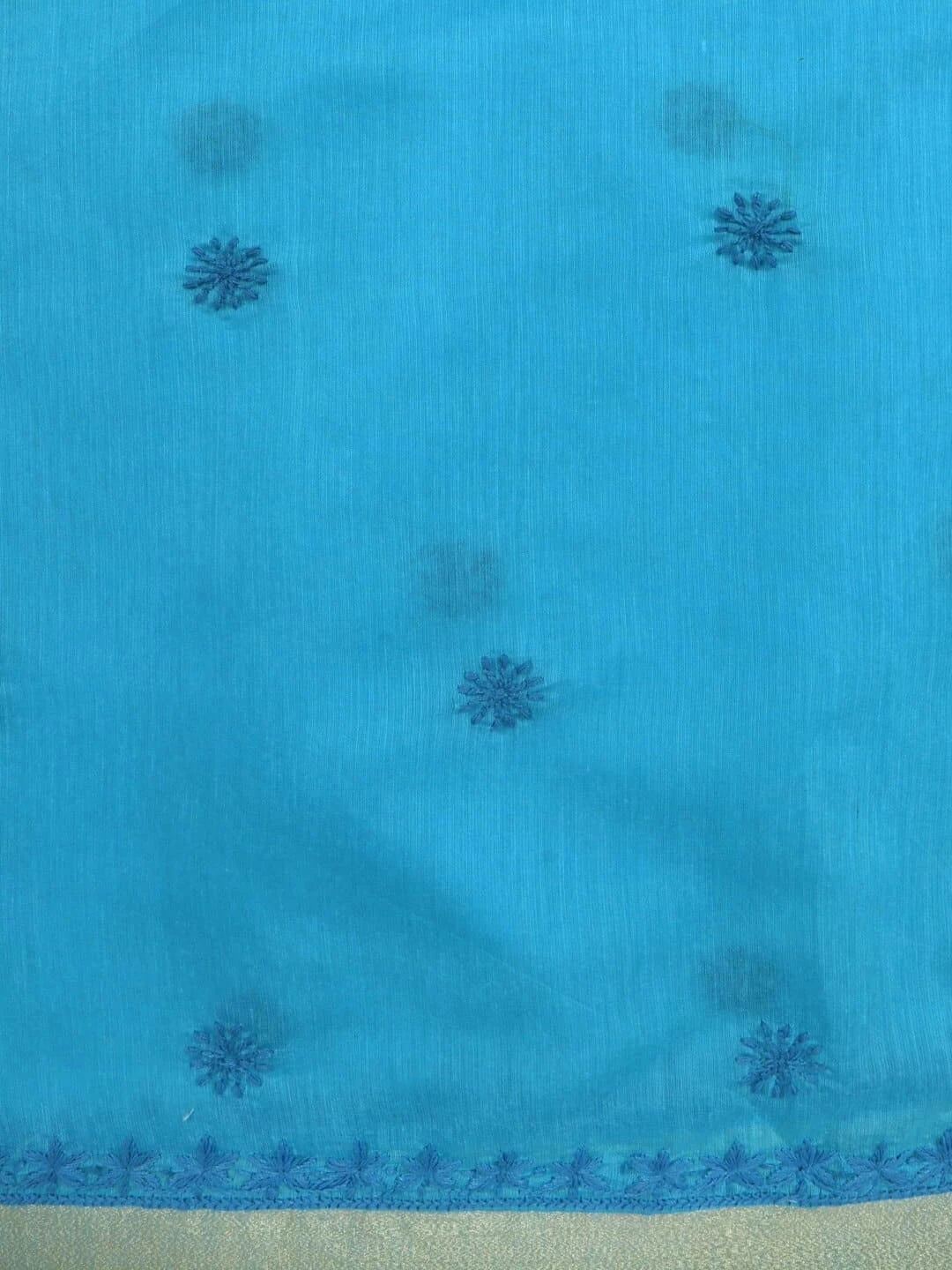 Ada Hand Embroidered Blue Chanderi Lucknowi Chikankari Unstitched Kurta Dupatta Set 01A253855