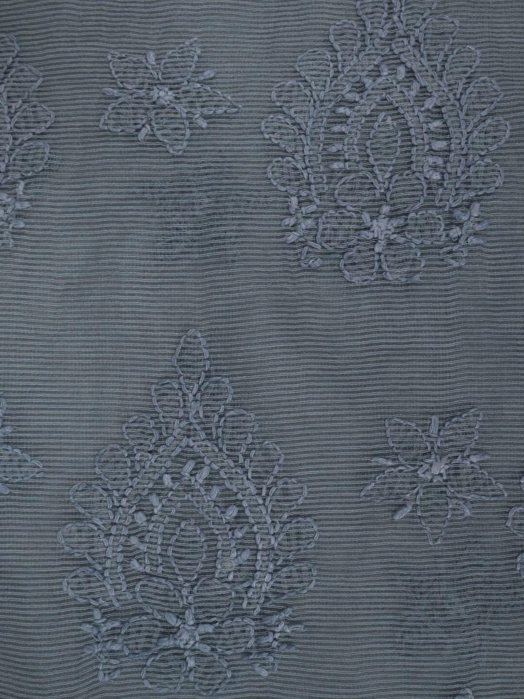 Ada Hand Embroidered Grey Super Net Lucknowi Chikankari Unstitched Kurta Dupatta Set 01A186738