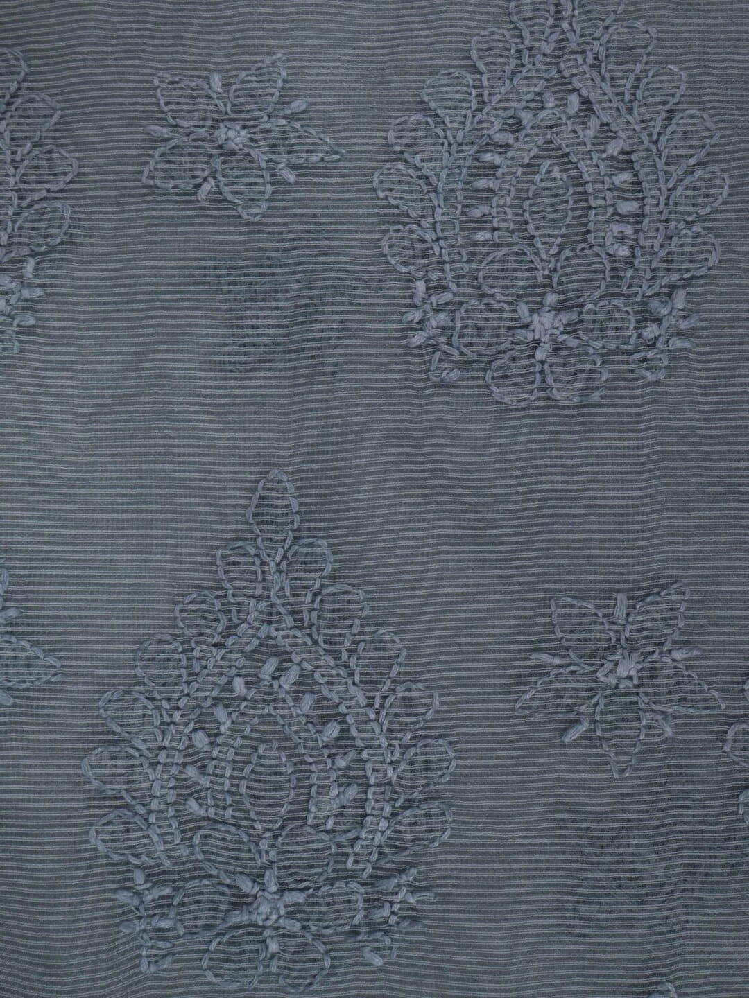 Ada Hand Embroidered Grey Super Net Lucknowi Chikankari Unstitched Kurta Dupatta Set 01A186738