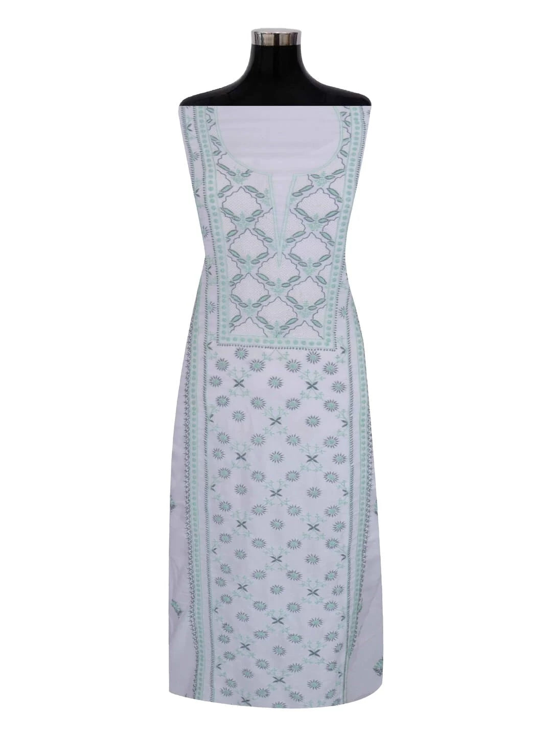 Ada Hand Embroidered White Modal Lucknowi Chikankari Unstitched Kurta Dupatta Set 01A243863