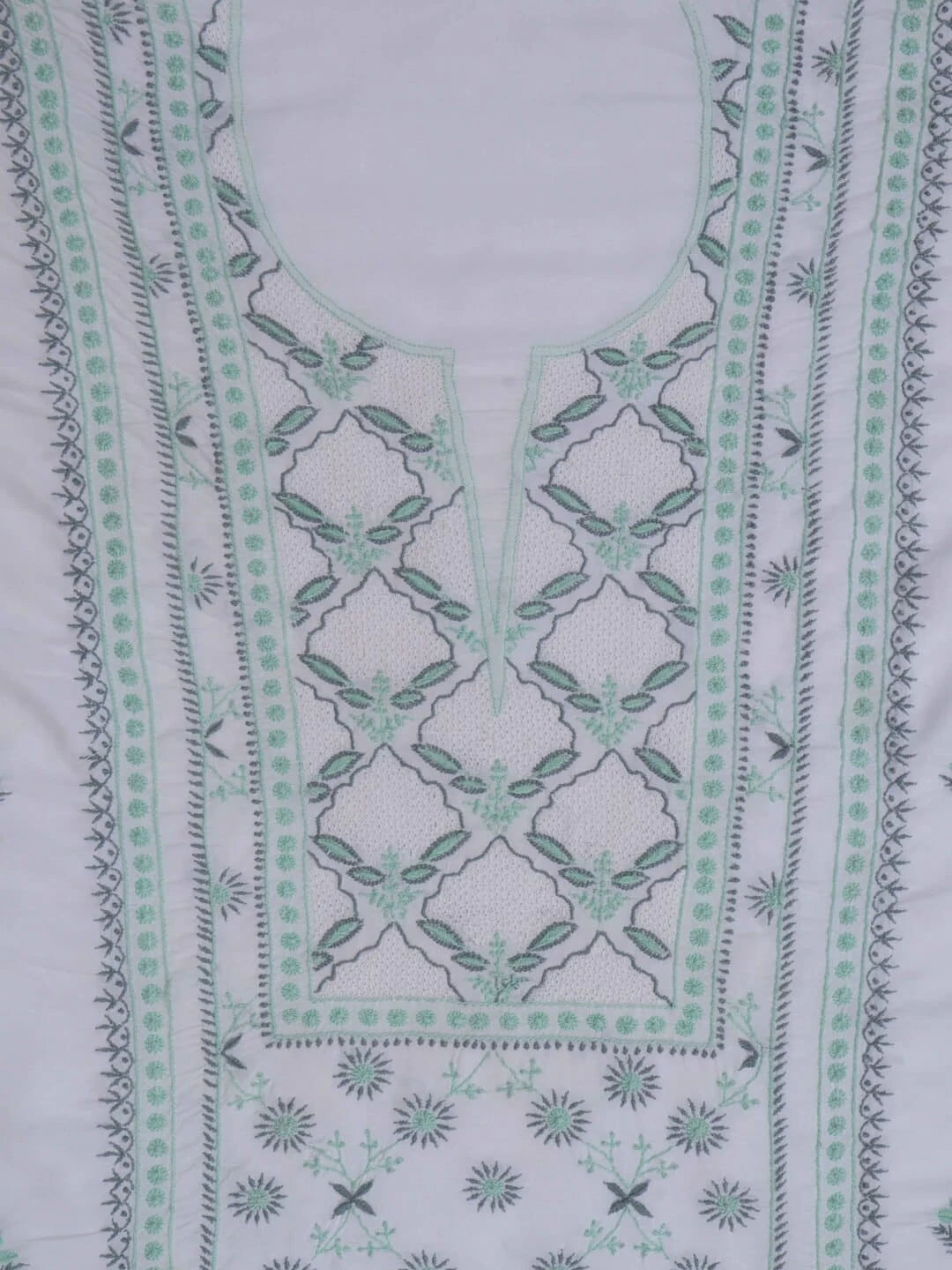 Ada Hand Embroidered White Modal Lucknowi Chikankari Unstitched Kurta Dupatta Set 01A243863