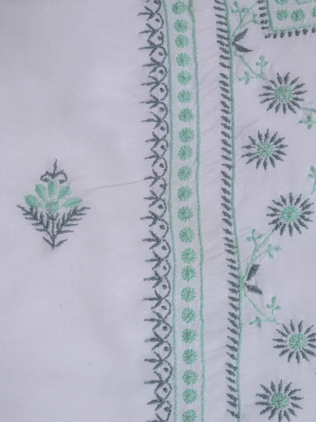 Ada Hand Embroidered White Modal Lucknowi Chikankari Unstitched Kurta Dupatta Set 01A243863