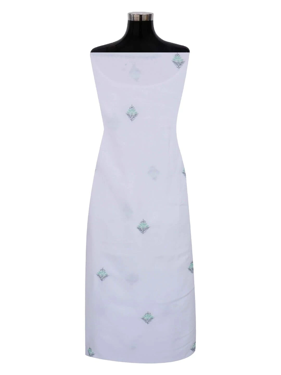 Ada Hand Embroidered White Modal Lucknowi Chikankari Unstitched Kurta Dupatta Set 01A243863