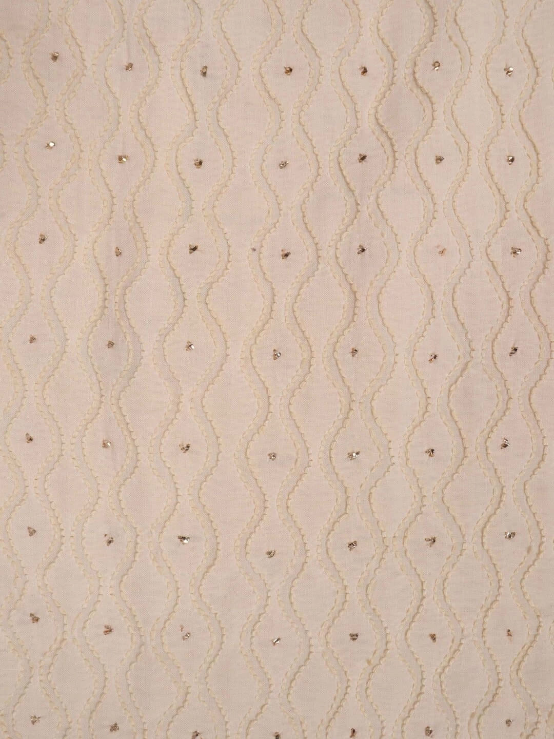 Ada Hand Embroidered Cream Modal Lucknowi Chikankari Unstitched Kurta Dupatta Set With Muqaish Work 01A260039